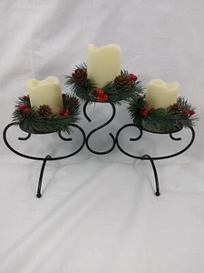 Three Candle Metal Christmas Decoration Stand - Picture 1 of 2