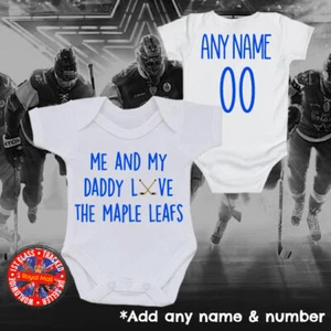 Maple Leafs ""Me & My Daddy Love"" abuelo momia mono personalizado crecimiento del bebé regalo - Imagen 1 de 1
