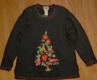 Quacker Factory Black Christmas Tree 1X Sweater Ugly No Battery Pack
