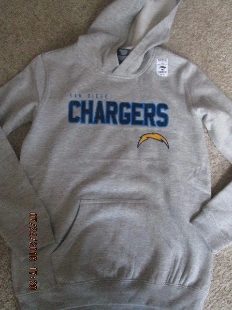 Boys San Diego Chargers Hoodie size L 14/16 Gray New with tags - Image 1 of 4