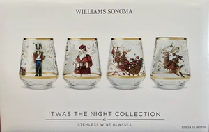 Williams Sonoma Twas The Night Before Christmas Stemless Wine Glasses NEW - Picture 1 of 4