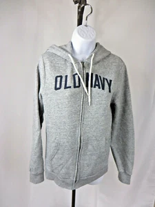Sudadera con capucha gris con cremallera completa azul marino antigua para mujer talla pequeña - Imagen 1 de 3