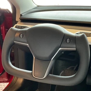 Yoke Steering Wheel For Tesla Model 3 16-22 Model Y 20-24 with Heated Black - Picture 1 of 7