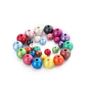 100 x perle di legno rotonde madreperla multicolore accessori gioielli 10/16 mm - Foto 1 di 16