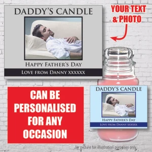 FOTO PERSONALIZADA Etiqueta de velas Feliz Día del Padre INSPIRADA EN YANKEE 167 - Imagen 1 de 8