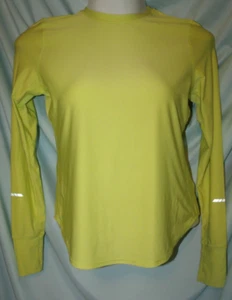 DSG Solid Chartreuse Yellow Crew Neck LS Performance Top Size L (R2G) - Picture 1 of 5