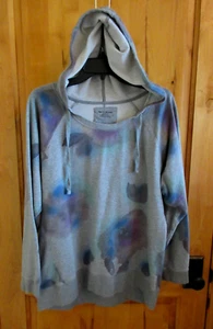 DKNY JEANS VINTAGE HOODIE SIZE XL UNIQUE TIE DYE ON GRAY COTTON DRAWSTRING INDON - Picture 1 of 9