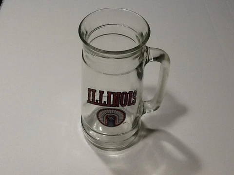Vintage Fighting Illini Chief Illiniwek Fisher Nuts Glass Beer Mug Cover