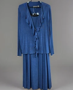Camiseta sin mangas, falda y chaqueta elásticos azules de tres piezas Chicos Travelers para mujer talla L - Imagen 1 de 9