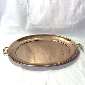 Vassoio da portata vintage ODI in acciaio inox rivestito in rame martellato 13" x 17,25" - Foto 1 di 8