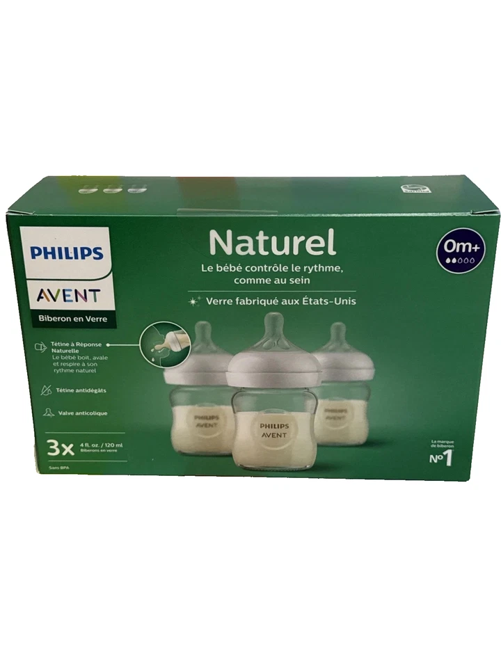 Philips Avent Glass Baby Bottle with Natural Response Nipple - 4oz/3pk - Image 1 of 1