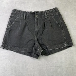 Pantalones cortos American Eagle Mom para mujer 8 negros lavados tiro alto bolsa de papel cintura denim - Imagen 1 de 9