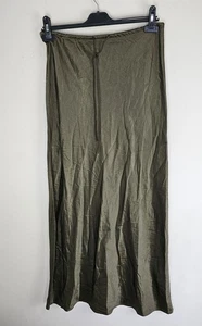 H&M Satin Dark Khaki Green Drawstring Skirt Size S RRP £20 - Picture 1 of 5