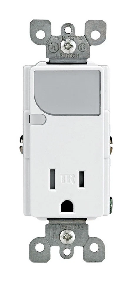Luz guía/salida blanca termoplástica Leviton T6525-W 15A 125V resistente a manipulaciones Foto 1 de 1