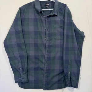 The North Face Men’s Flannel Button-Up Shirt XL Navy Green Plaid Cotton Gorpcore - Picture 1 of 10