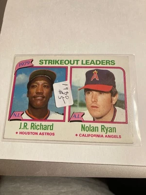 1980 Topps baseball #206 Strikeout Leaders Nolan Ryan and J.R. Richard - Image 1 of 2