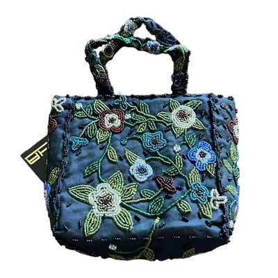 Mini Cartera Sasha Negra Con Cuentas Nueva con Etiquetas Completamente Forrada Cierre a Presión Boho Noche Club Foto 1 de 4