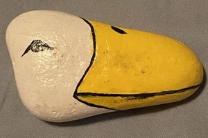 Hand Painted Stone Rock Duck Face Paperweight Small See Photos - Picture 1 of 7