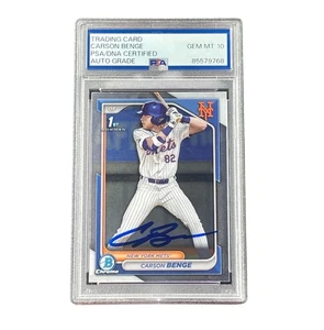 Carson Benge signed 1st Bowman Chrome Auto Card New York Mets handsigniert PSA 10 - Bild 1 von 2