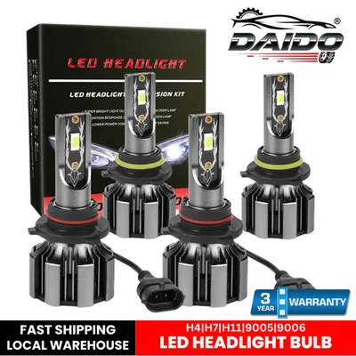 120W 25000LM LED Headlight Bulbs H4 H7 H11 9005 9006 6000K CSP Super Bright IP68 - Image 1 of 4