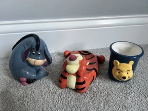 Winnie the Pooh Bathroom Set Ceramic Hand Painted 3 Pieces Tigger Eeyore Piglet - Picture 1 of 22