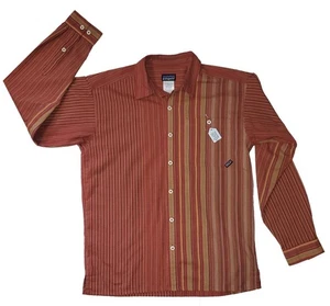 PATAGONIA Mens Small Brick Stripe LONG SLEEVE A/C STEERMAN SHIRT Button Up - Picture 1 of 3