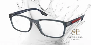 PRADA LINEA ROSSA PS 09OV CZH1O1 Crystal Blue Demo Lens 55mm Herren Brille - Bild 1 von 2
