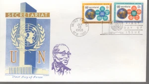 1968 UN FDC - Scott # 181-82 - Overseas Mailer adición a Jackson Cachet - Imagen 1 de 1