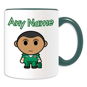 Personalised Gift Paramedic Black Mug Money Box Cup Hospital NHS Asian Male - Picture 1 of 21