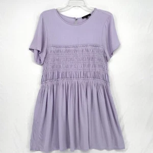 Kendall & Kylie Purple Casual Dress Women M Ruched Short Sleeves - Picture 1 of 6