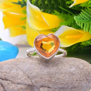 Increíble Citrino Piedra Topacio 925 Plata de Ley Handmade Anillo Todo Talla - Imagen 1 de 3