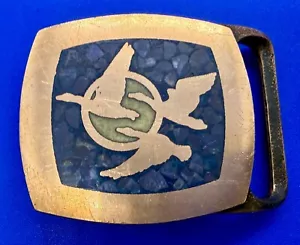 Migration Geese Ducks Solid Brass Inlay Chip 1978 Tech Ether Guild Belt Buckle - Picture 1 of 17