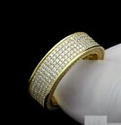 Free Stud/ Round Lab Created Diamond Cluster Band Ring In 14K Yellow Gold Plated