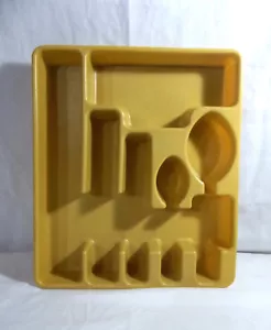 Vintage Rubbermaid Harvest Gold grande vassoio posate argenteria cassetto organizer #2922 - Foto 1 di 11