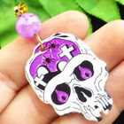 2 pièces pendentif agate cadeau acrylique Halloween crâne violet veines de dragon FH62102