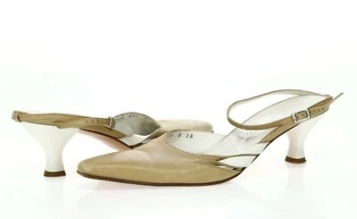 Salvatore Ferragamo Collection Beige Leather Ankle Strap kitten heels Sz. 8 AA - Image 1 of 4