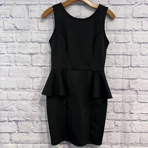 Forever 21 Little Black Dress  Peplum Pencil Dress Size Small Stretch - Picture 1 of 8