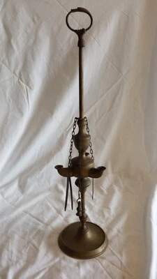 Lumière Lampe à Huile Florentine en Laiton à 3 Flammes. - Photo 1/4