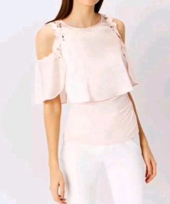 BNWT Coast Size 8 Delph Blush Embroidered Top cold shoulder New - Image 1 of 4