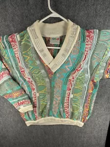 COOGI Australia Sweater Easter Pastel Colorful Medium Knit 3D V Neck Heavyweight - Picture 1 of 24