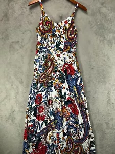 Vince Camuto Womens Paisley Print Maxi Dress White Multi Floral Slip Sun Dress - Picture 1 of 15