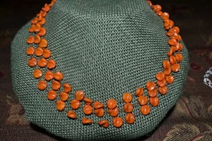 Vintage Orange Glass Necklace (#30) - Picture 1 of 3
