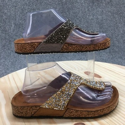 Sandalias Maurices Para Mujer 9 M Tanga Abigail Plateadas Brillo Corcho Informales Sin Cordones Com Foto 1 de 4