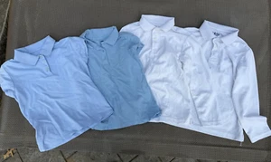 Lot of 4 GIRLS POLO SHIRTS IZOD ARROW OLD NAVY blue white School Uniforms 7-8 - Picture 1 of 8