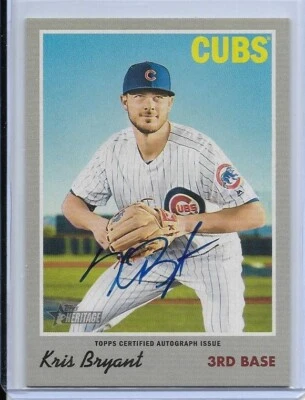 2019 TOPPS HERITAGE REAL ONE KRIS BRYANT AUTO SIGNED #ROA-KB CHICAGO CUBS - Image 1 of 2
