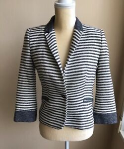 Zara Trafuluc Collection Womens Striped Blazer lined Sz L NWOT Cotton Blend