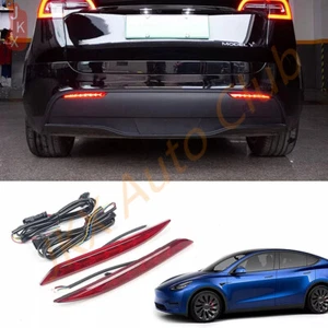 For Tesla Model 3 2017-2022 Pair LED Rear Bumper j Brake Light Stop Lamp ASSY - Picture 1 of 11