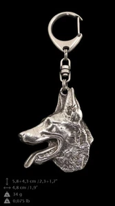 Belgian Shepherd, Malinois, silver covered keyring, high qauality Art Dog - Picture 1 of 3