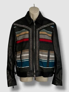 $3390 Dsquared2 Men's Black Multi Striped Studded Jacket Coat Size EU 54/US 44 - Picture 1 of 4