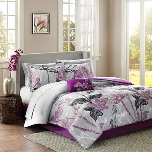 Madison Park Essentials Claremont Comforter Set King, (104"x92"), Floral Purple - Picture 1 of 12